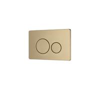 Plaque Commande Double WC Suspendu PAULA Boutons Ronds Inox Finition Or Brossé - BASS, Profondeur Ajustable, Extra Plat, Entretien Facile, Pour Bati-Support (172101BS)