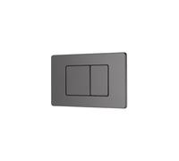 Plaque Commande Double WC Suspendu TARA Boutons Rectangles Inox Finition Gris Metal - BASS, Profondeur Ajustable, Extra Plat, Entretien Facile, Pour Bati-Support (172101BS)