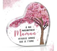 Plaque Cœur Décor de Bureau - Idée Cadeau Maman pour Anniversaire ou Noël