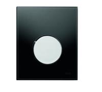 Plaque d'actionnement d'urinoir TECE Plaque d'actionnement d'urinoir TECEloop verre y compris cartouche, 9242656, Couleur: verre noir, bouton chrome brillant