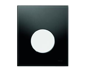 Plaque d'actionnement d'urinoir TECE Plaque d'actionnement d'urinoir TECEloop verre y compris cartouche, 9242654, Couleur: Verre Noir, Bouton Blanc