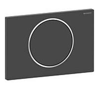 Plaque d'actionnement ronde Sigma 10 Geberit 115758145 laquée noir mat, anneaux design polis