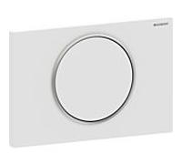Plaque d'actionnement ronde Sigma 10 Geberit laquée blanc mat, anneaux design polis
