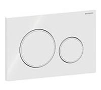 Plaque d'actionnement ronde Sigma 20 Geberit 115882111 plaque/bouton blanc , anneau blanc mat, pour double chasse