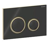 Plaque d'actionnement ronde Sigma 50 115652SJ1 Geberit plaque/bouton noir, anneau en laiton, pour chasse d'eau à 2 mesures