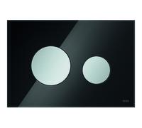 Plaque d'actionnement TECE WC Verre TECEloop pour la technologie à double quantité, 9240655, Couleur: Verre noir, bouton chromé mat