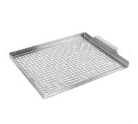 Plaque de barbecue rectangulaire en acier inoxydable pour surface multifonction avec poignées 36,5 x 29 x 2,5 cm pour aliments festonnés