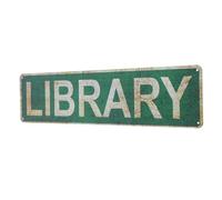 Plaque de Bibliothèque Vintage en Étain Vert pour Mur, Déco | Résistante à L’eau, Installation Facile, Style Rétro, pour Chambre, Bureau, Salon, Maison