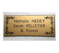 Plaque de boite aux lettres, porte 3 lignes 12 x 5 cm + enjolivures