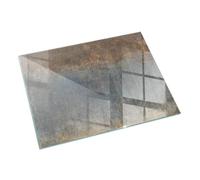Plaque de Cheminée 120x80 cm Plaque de Sécurité Protection Thermique Revêtement de Sol Rectangle Verre Bords Polis sous la Cheminée Installation Facile - Modèle texturé Abstrait