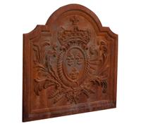 Plaque de cheminée en fonte avec blason, 47 x 2 x 46 cm