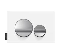 Plaque de commande, double touches rondes Chrome brillant/Blanc mat