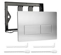 Plaque de Commande WC Compatible avec Geberit 01/20/21/30/40/50 UP300 UP320 | avec Double Chasse, avec Leviers de Chasse et d'un Cadre d'Installation (Argent)