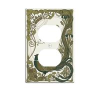 Plaque de couvercle de sortie duplex botanique motif faisan Art nouveau | Illustration Art Nouveau, feuillage botanique de ginkgo, thème aviaire vintage, décoration murale élégante