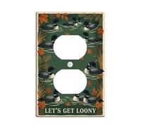 Plaque de couverture de sortie duplex avec citation amusante d'oiseau huard | Feuilles d'érable, quenouilles, décoration de cabane au bord du lac, thème de la forêt, cadeau d'observation des oiseaux