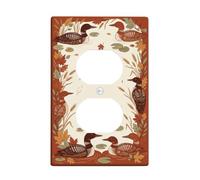 Plaque de couverture de sortie duplex d'automne pour art de la faune | Feuilles d'automne, tiges de blé, coussinets de lys, décoration de cabane rustique, art de la faune, thème de la nature