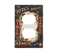 Plaque de couverture de sortie duplex rustique avec citation de cabine de | Thème de chasse rustique, accessoire de décoration de cabine, motif forêt forestière, plaque murale de cabine