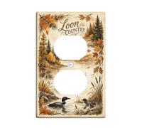 Plaque de couverture de sortie duplex rustique paysage d'automne du lac | Décoration de cabane rustique, paysage de lac forestier, art paysager saisonnier, cadeau pour les amateurs de nature