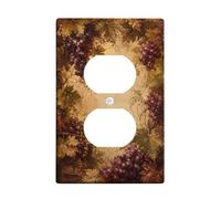 Plaque de couverture de sortie duplex rustique sur le thème du raisin | Style toscan, thème vignoble, décoration d'intérieur rustique, accents de cave à vin, motif récolte, plaque murale de cuisine