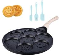 Plaque de cuisson à gaz à sept feux - Appareil à crêpes - Motifs « smiley » - Pour omelettes et œufs au plat - 26 cm