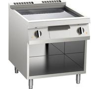 Plaque de cuisson à gaz KBS, chromée lisse, 14 kW, 2 zones de chauffe, base ouverte