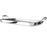 Plaque de cuisson à trois couches - Poêle à griller - Cuisine saine - Sans PFAS - 38 x 25 cm - Argent