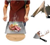 Plaque de cuisson, acier inoxydable haut de gamme, résistance aux températures élevées jusqu'à 170 °C, grande surface pour une cuisson efficace, compatible avec les barbecues à gaz et à charbon, facil