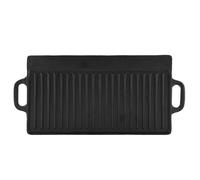 Plaque de cuisson antiadhésive en fonteDouble face nervurée et lisse50,5 x 23,5 cmPour barbecue et feu de camp