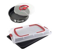 Dr Oetker 9922850 Ensemble de 2 plaques de cuisson avec couvercle, Plaque de cuisson, moule à manqué couvercle, moule gateau rond, moule à charnière, plaque de four, Acier, 42 x 29 x 4 cm et 26 x 7 cm