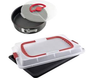 Plaque de Cuisson avec Couvercle et Moule à Manqué Dr. Oetker Bake and Go, 42 x 29 cm, Moule 26 cm, Acier Antiadhésif, avec Couvercle