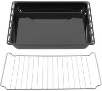 Plaque de cuisson avec gril - Plat à rôtir - Pour utilisation au four - Acier inoxydable résistant aux rayures - 42,2 x 37 cm - Noir