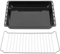 Plaque de cuisson avec gril - Plat à rôtir - Pour utilisation au four - Acier inoxydable résistant aux rayures - 42,2 x 37 cm - Noir