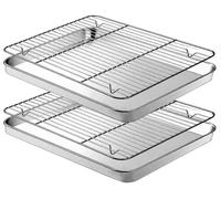 Plaque de cuisson avec grille de refroidissement, 2 plaques de cuisson en acier inoxydable + 2 grilles de refroidissement, 40,6 cm