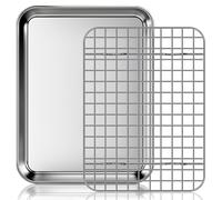 Plaque de cuisson avec grille de refroidissement, en acier inoxydable, dimensions 26,5 x 20,5 x 2,5 cm, compatible lave-vaisselle