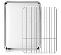 Plaque de cuisson avec grille - Inox - 40,5 x 30,5 x 2,5 cm - Plaque de four avec grille de refroidissement