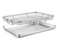 Plaque de cuisson avec panier, plaque en acier inoxydable et panier grill, dimensions 40,2 x 30,7 cm