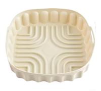 Plaque de cuisson carrée en silicone pour four, friteuse à air, micro-ondes avec motif convexe concave et poignées ergonomiques (L)