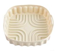Plaque de cuisson carrée en silicone pour four, friteuse à air, micro-ondes, motif convexe concave et poignées ergonomiques (M)