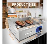 Plaque de cuisson électrique, 3000 W, pour usage professionnel, plaque de grill à rainures, plaque chauffante, grill électrique, grill de table, surface striée, barbecue