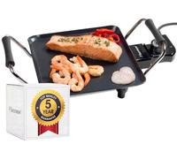 Plaque de cuisson électrique - Gril teppanyaki de table - 1000 W - Revêtement antiadhésif - Noir