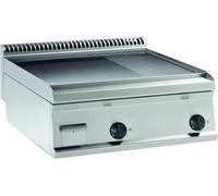 Plaque de cuisson électrique KBS, 2/3 lisse + 1/3 rainurée, chromée dur, 2 zones de chauffe