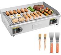 Plaque de cuisson électrique - Plaque de cuisson de table professionnelle - Puissance 4400 W - Surface de cuisson 72,5 x 40 cm - Plage de température 50-300 °C - Moitié rainurée/moitié lisse - 2 spatu