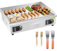 Plaque de cuisson électrique - Plaque de cuisson gastronomique - 4000 W - Surface de cuisson 65,5 x 40 cm - 50-300 °C réglable en continu - Acier inoxydable - Sans prise - Avec 2 spatules et 2 brosses