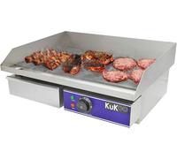 Plaque de cuisson électrique - Plaque de grill - Pour une utilisation professionnelle - Contrôle de la température - Largeur : 50 cm - Acier inoxydable
