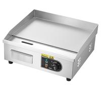 Plaque de cuisson électrique professionnelle, 450 x 300 mm, 2800 W, régulation de température réglable de 50 à 300 °C, plaque de cuisson à surface plane en acier inoxydable avec 2 spatules, 2 pinceaux