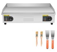 Plaque de cuisson électrique professionnelle SucceBuy 4400 W, grill de table avec une surface de cuisson de 725 x 400 mm, réglable de 50 à 300 °C, livré avec 2 spatules, 2 brosses et 4 patins, idéal p