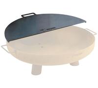 Plaque de cuisson en acier carbone BBQ-Toro, pour foyers de 80 cm de diamètre, demi-cercle avec poignée, couleur grise