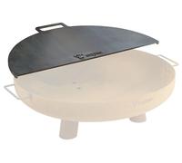 Plaque de cuisson en acier carbone pour foyer de 70 cm de diamètre, demi-ronde avec poignée, de couleur grise