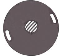 Plaque de cuisson en acier de 80 cm avec poignée de transport, épaisseur 5 mm, incluant un insert de cuisson en grille de 20 cm, compatible avec les appareils de type plancha, foyer, grill et tonneau