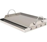 Plaque de cuisson en acier inoxydable | 64 x 40,5 cm | Plancha pour barbecue, compatible avec les barbecues Weber | Rectangulaire, universelle | Plaque de cuisson pour charbon de bois et gaz